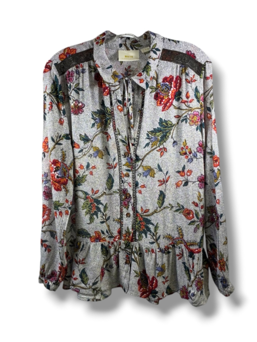 Maeve Anthropologie Floral Blouse in Black Multi-color Size 4